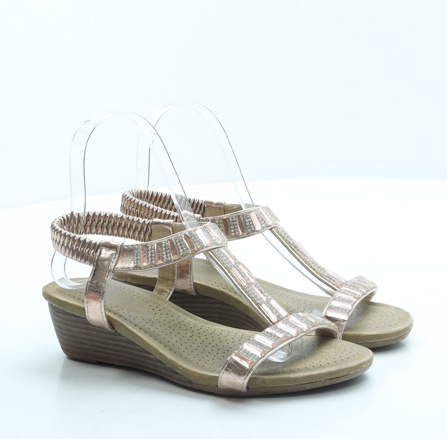 Preworn Womens Gold Leather Strappy Sandal UK 3 36