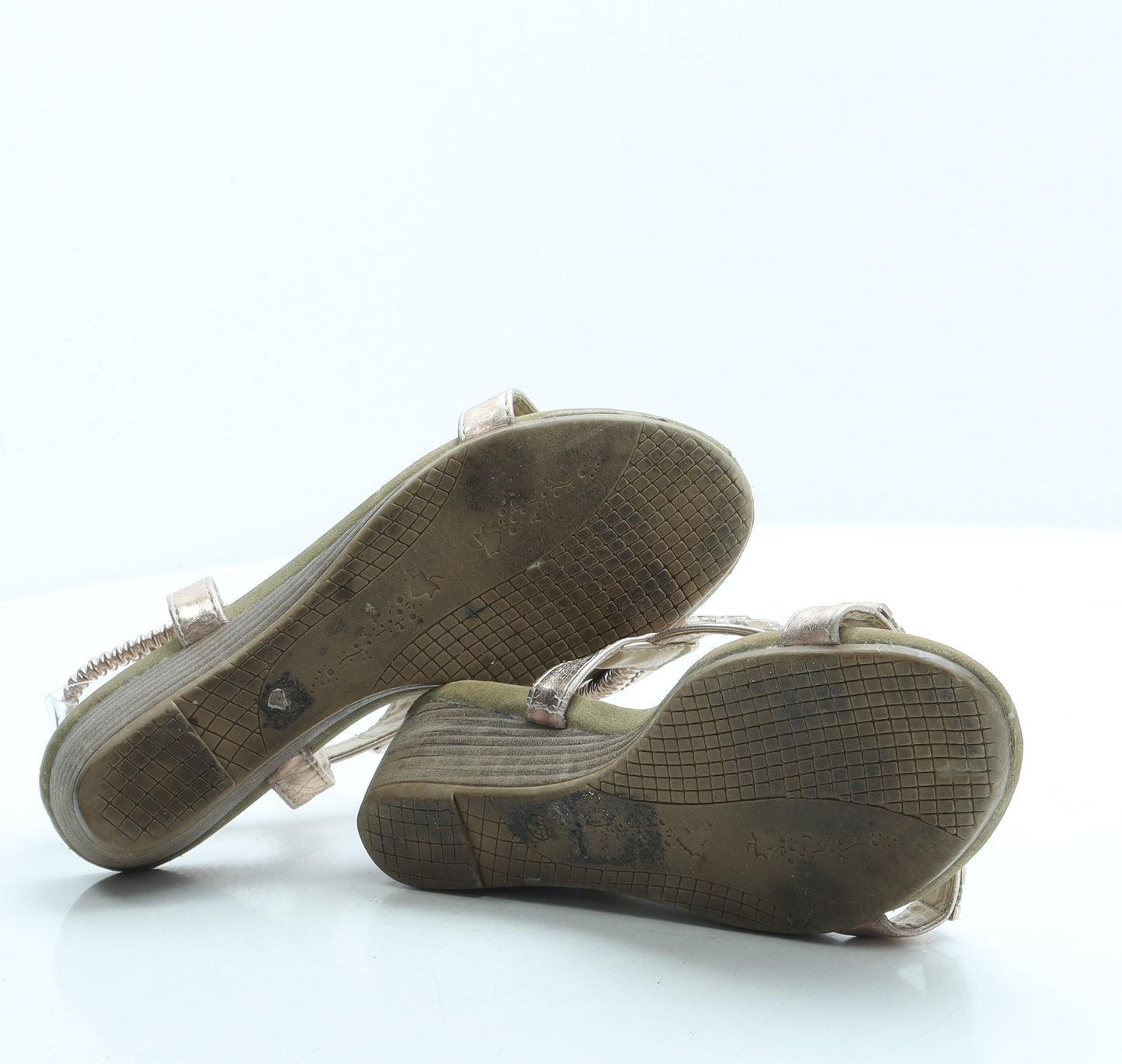 Preworn Womens Gold Leather Strappy Sandal UK 3 36