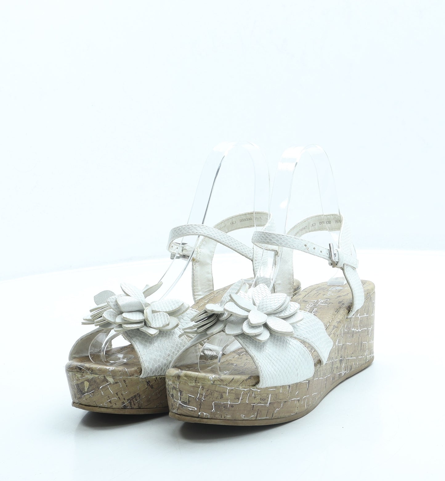 NEXT Womens White Leather Slingback Sandal UK 3 - Flower