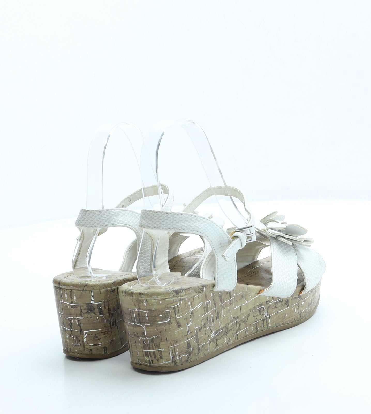 NEXT Womens White Leather Slingback Sandal UK 3 - Flower