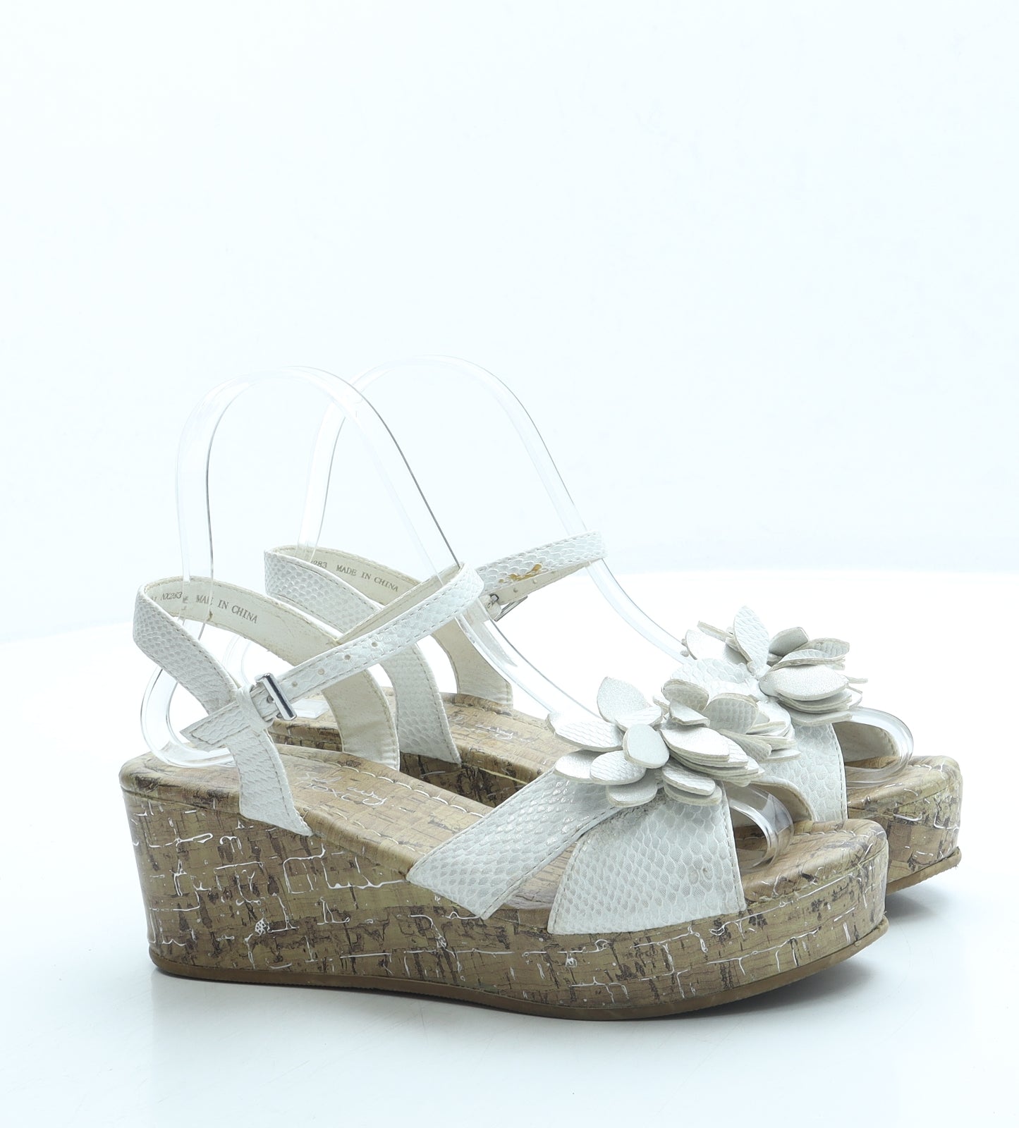 NEXT Womens White Leather Slingback Sandal UK 3 - Flower