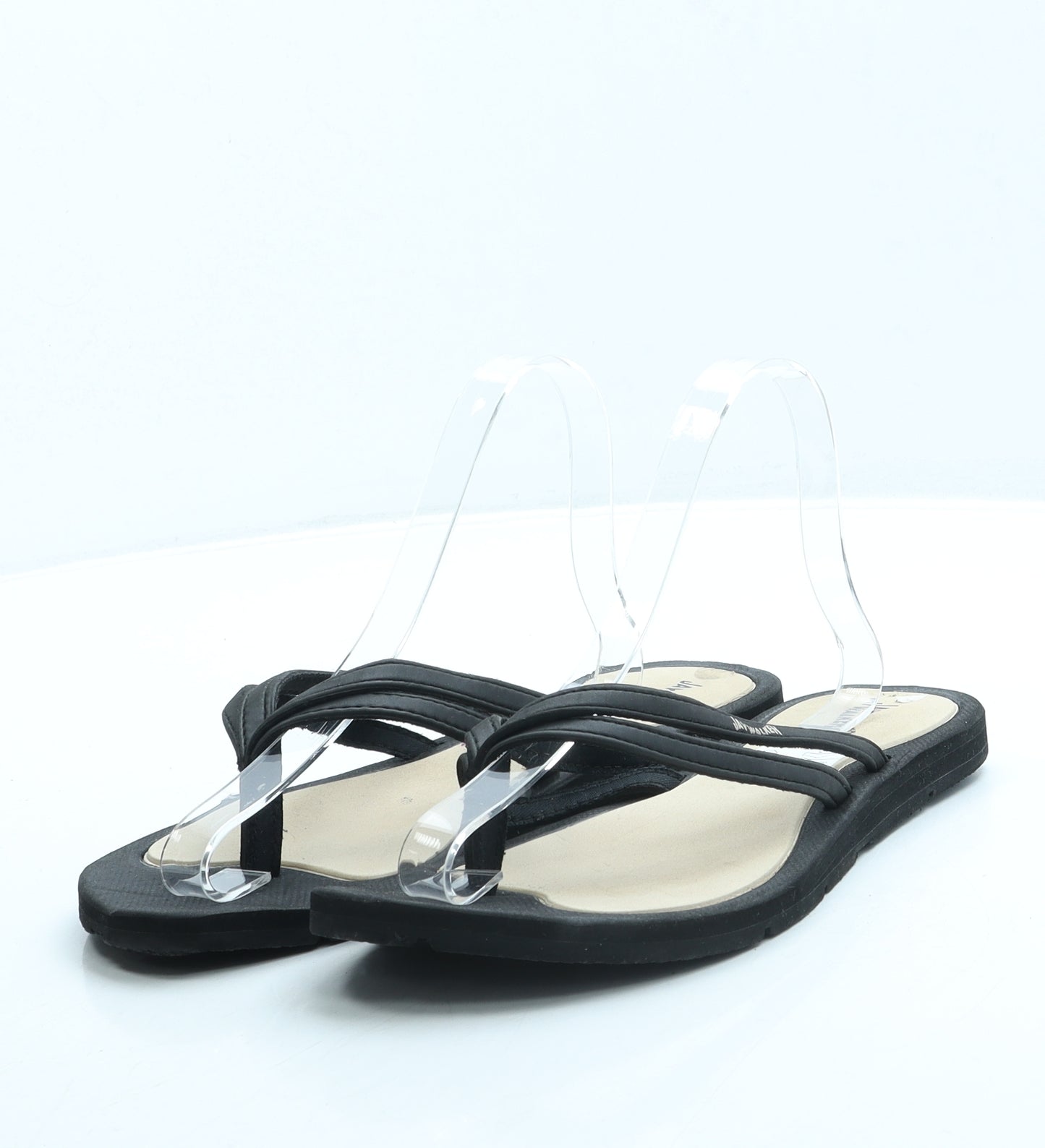 JayWalker Womens Black Rubber Thong Sandal UK 7 41