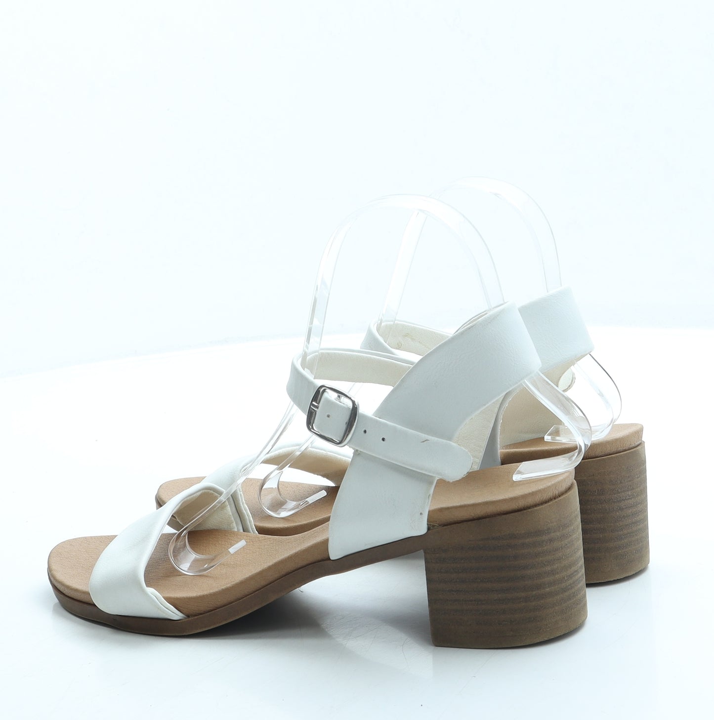 New Look Womens White Leather Strappy Sandal UK 6 39