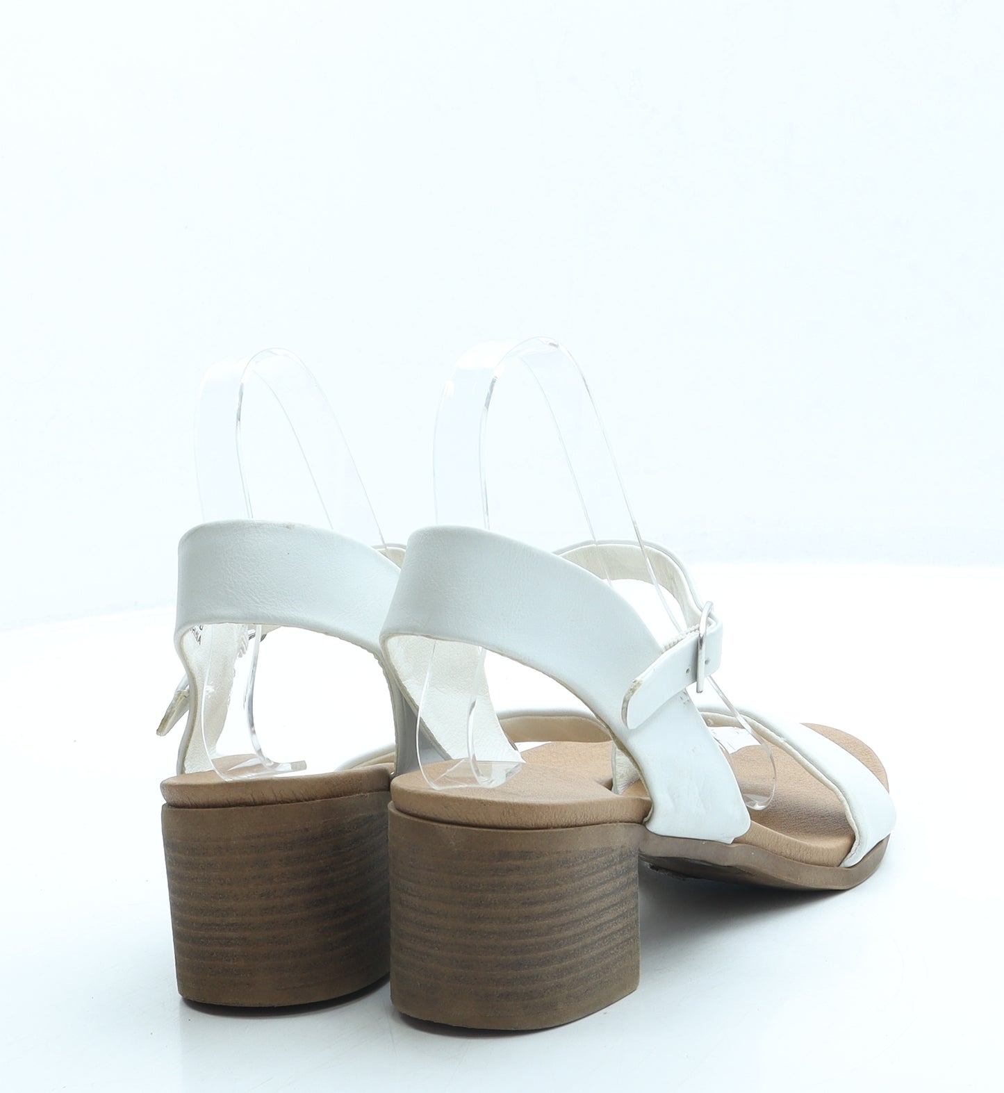 New Look Womens White Leather Strappy Sandal UK 6 39