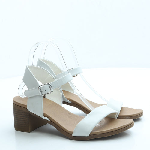 New Look Womens White Leather Strappy Sandal UK 6 39