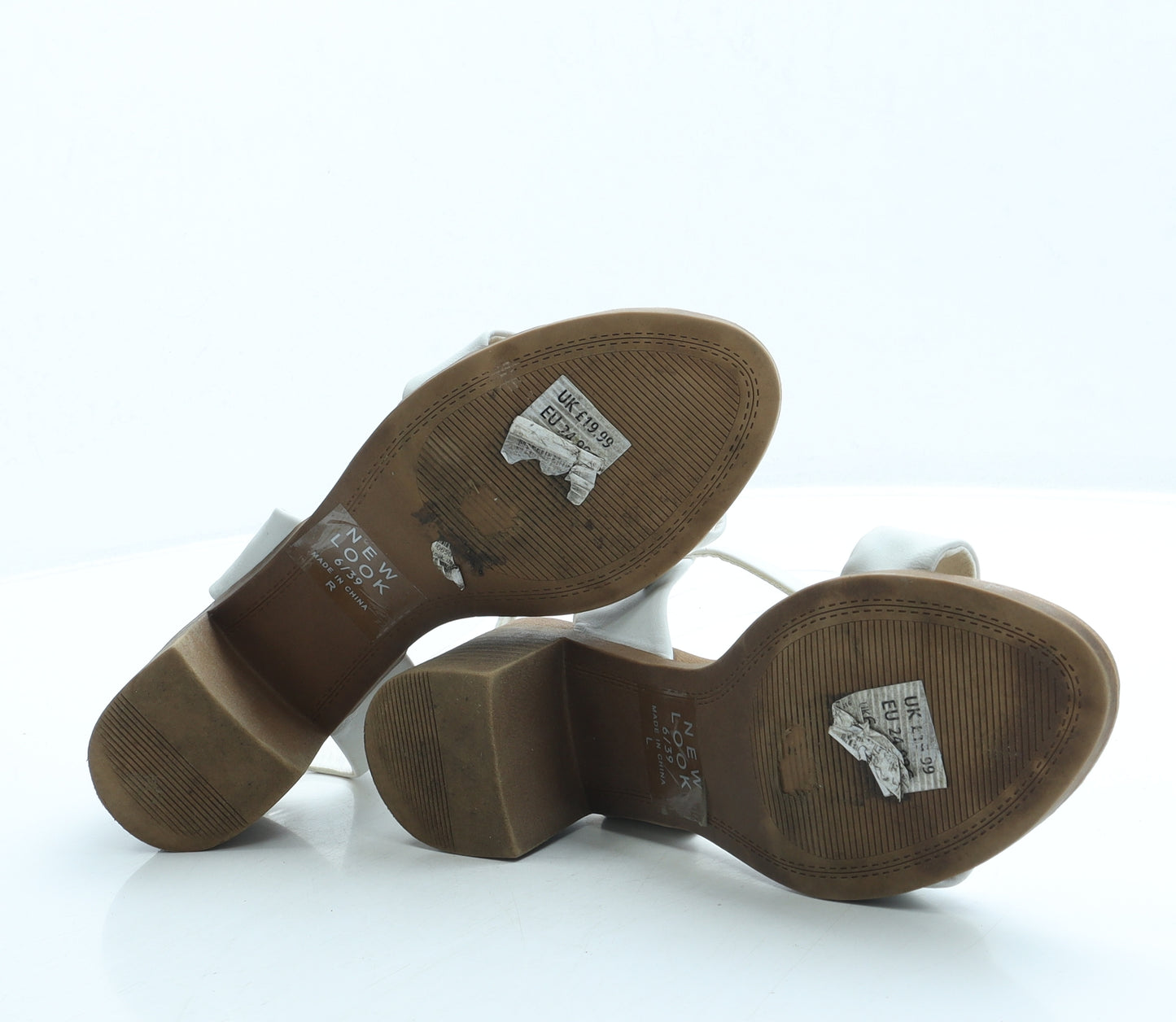 New Look Womens White Leather Strappy Sandal UK 6 39