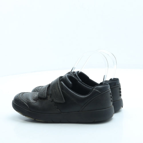 Clarks Boys Black Leather Trainer UK 2 - School