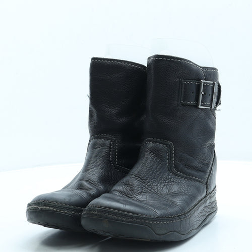FitFlop Womens Black Leather Biker Boot UK 4 37