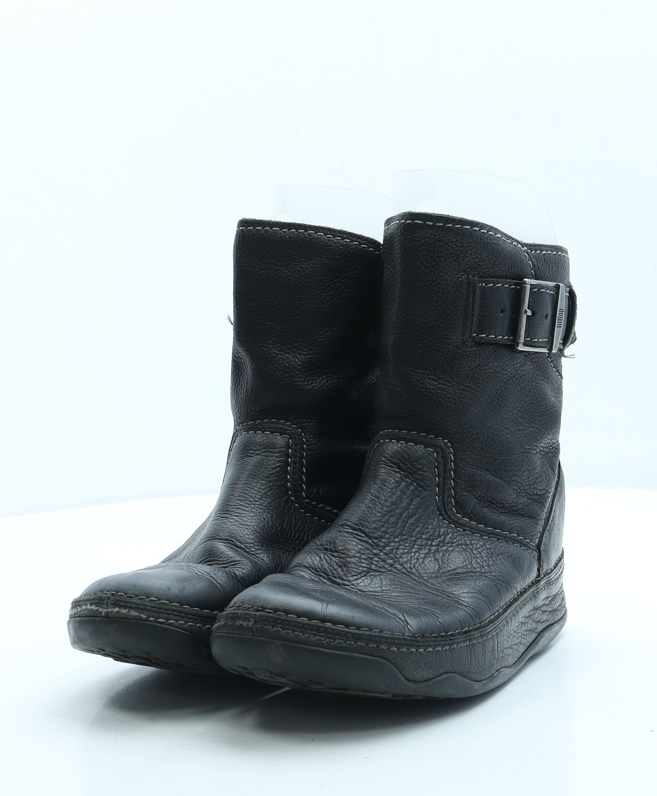 FitFlop Womens Black Leather Biker Boot UK 4 37