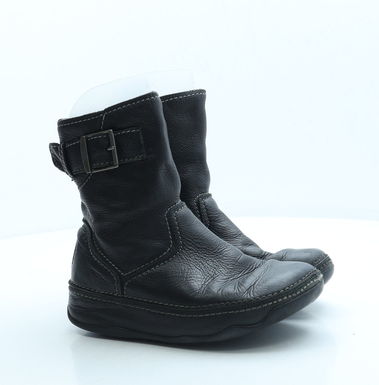 FitFlop Womens Black Leather Biker Boot UK 4 37