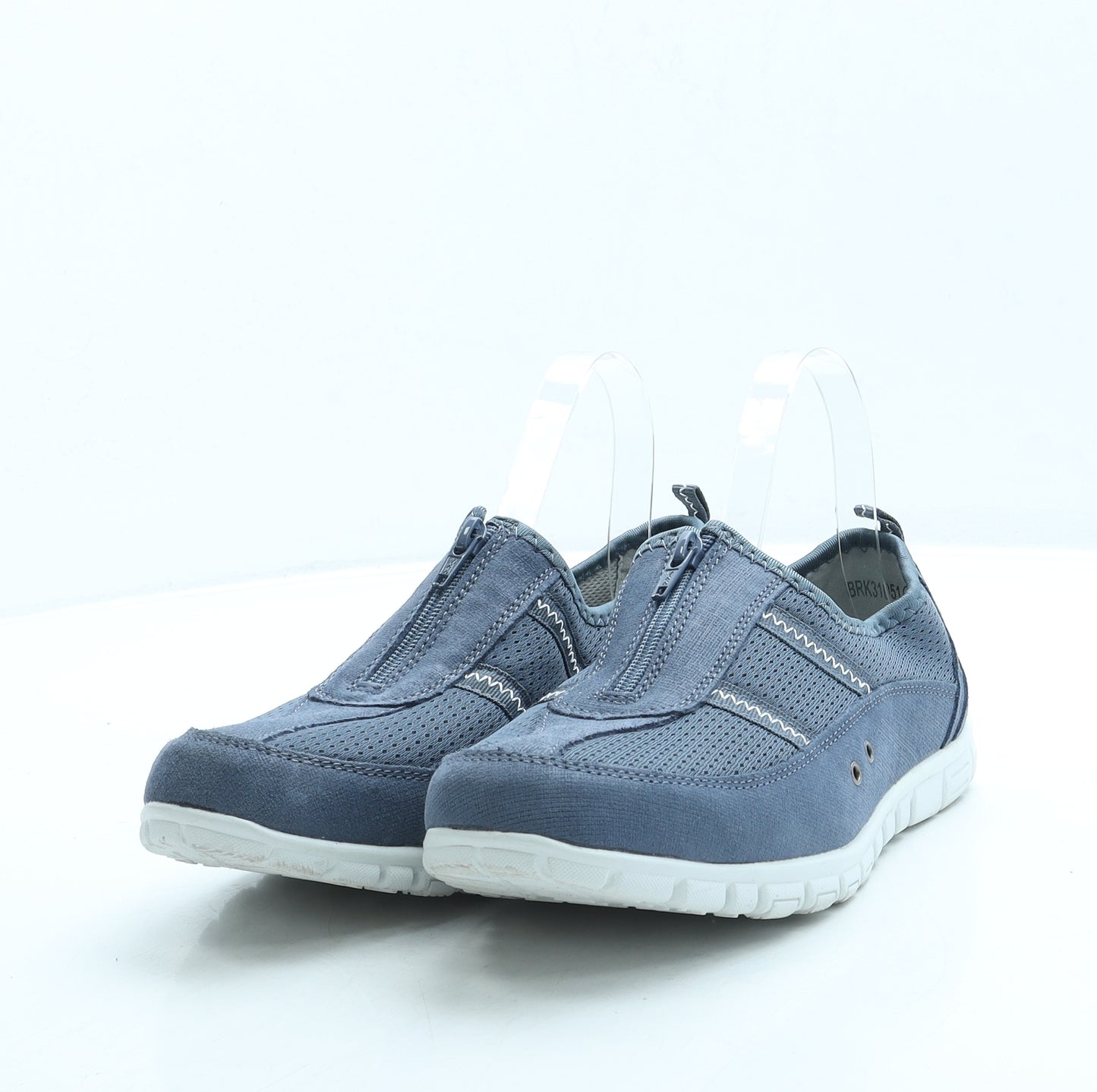 Pavers Womens Blue Polyester Slip On Flat UK 6 39 - Wide Fit