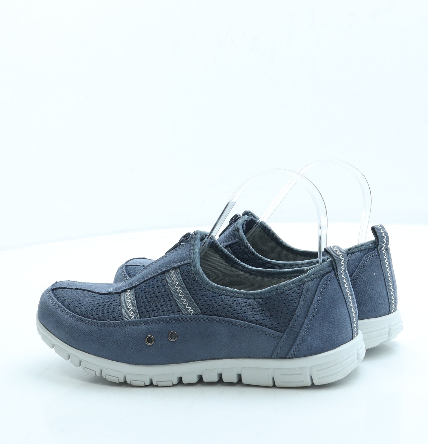 Pavers Womens Blue Polyester Slip On Flat UK 6 39 - Wide Fit