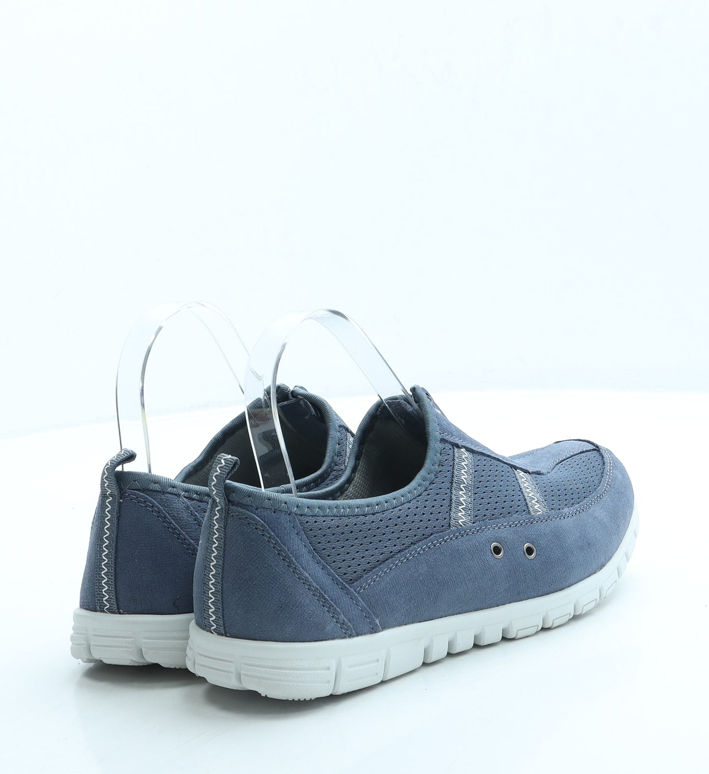 Pavers Womens Blue Polyester Slip On Flat UK 6 39 - Wide Fit