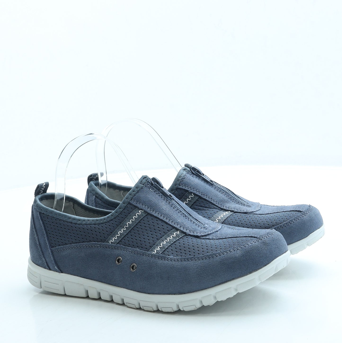 Pavers Womens Blue Polyester Slip On Flat UK 6 39 - Wide Fit