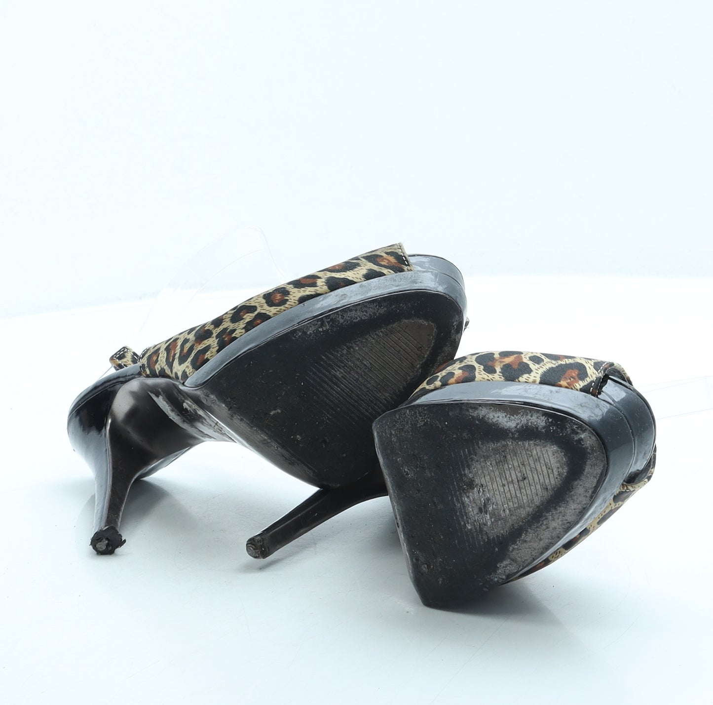 Black Gardenia Womens Brown Animal Print Polyester Slingback Heel UK 4
