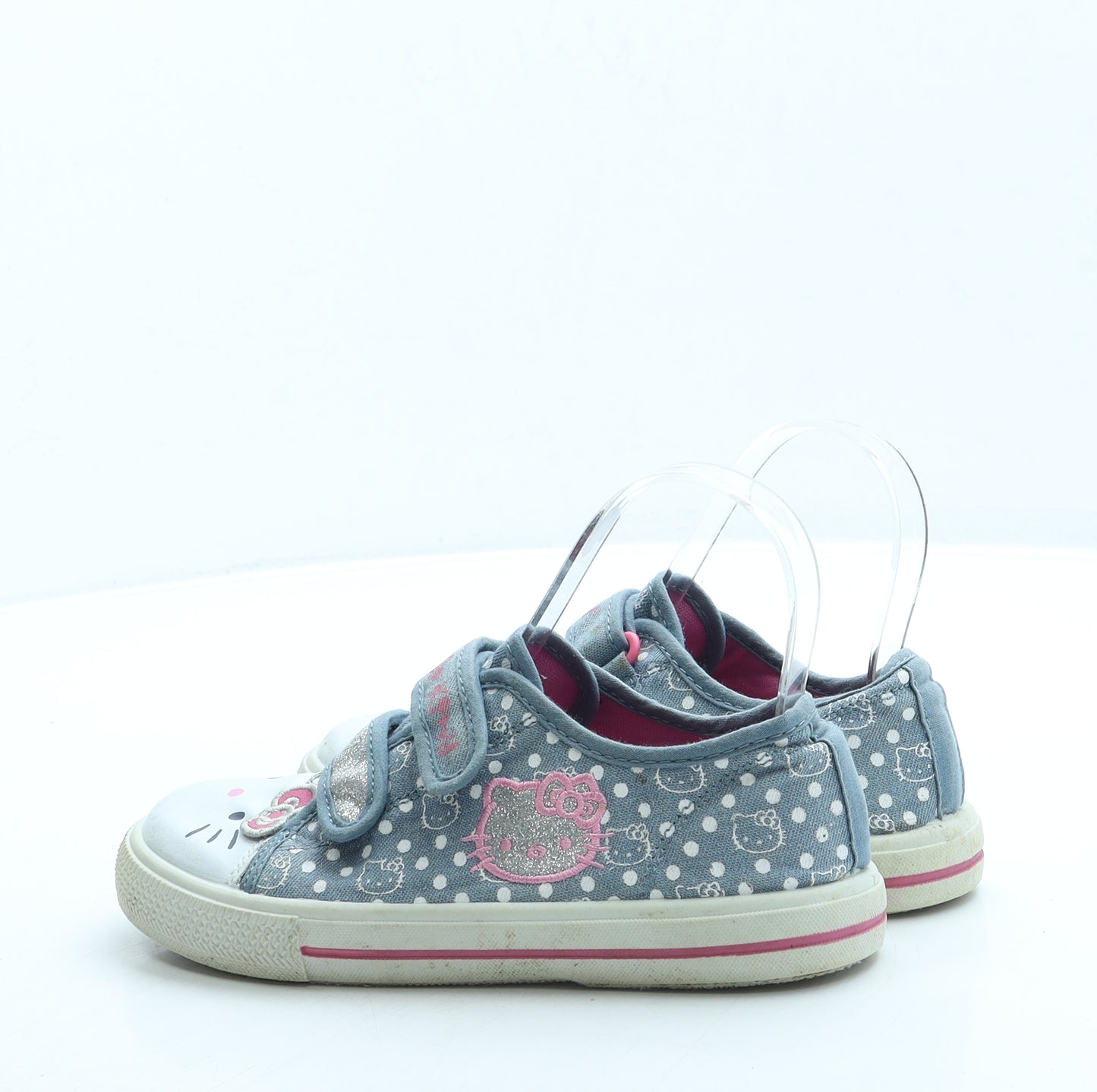 Preworn Girls Blue Polka Dot Polyester Trainer UK 13 - Hello Kitty