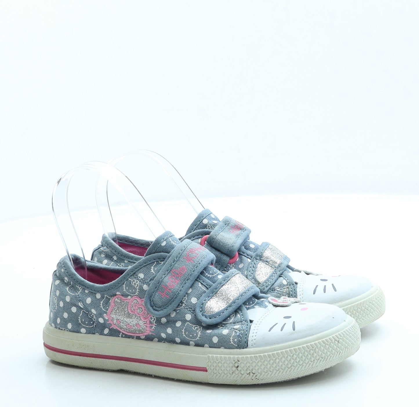 Preworn Girls Blue Polka Dot Polyester Trainer UK 13 - Hello Kitty