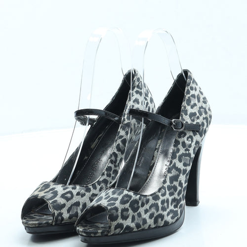 George Womens Grey Animal Print Polyester Court Heel UK 4 37