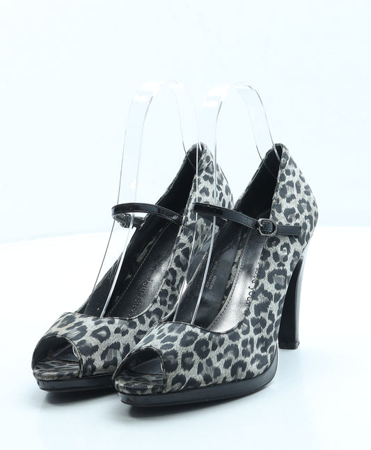George Womens Grey Animal Print Polyester Court Heel UK 4 37