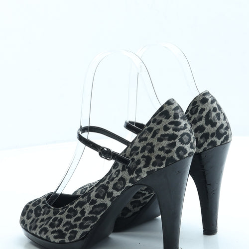 George Womens Grey Animal Print Polyester Court Heel UK 4 37