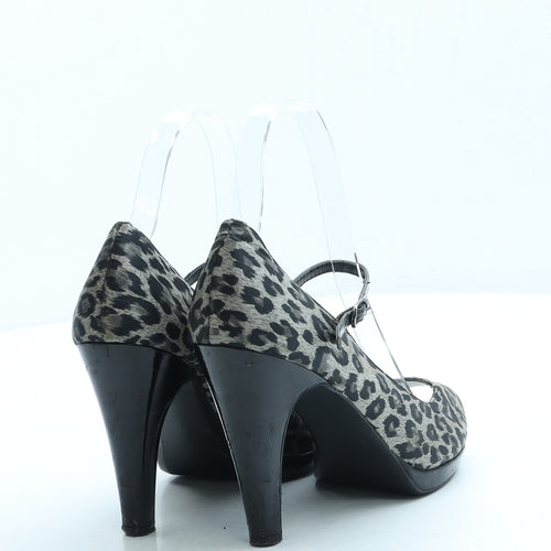 George Womens Grey Animal Print Polyester Court Heel UK 4 37