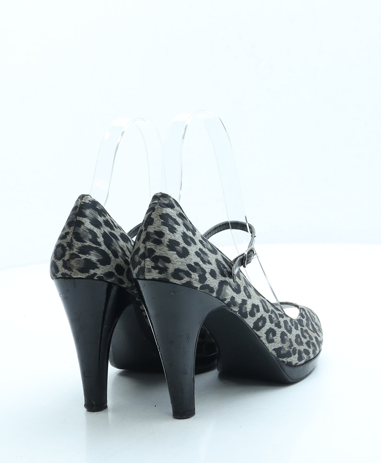 George Womens Grey Animal Print Polyester Court Heel UK 4 37