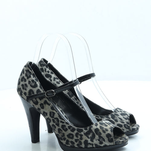 George Womens Grey Animal Print Polyester Court Heel UK 4 37