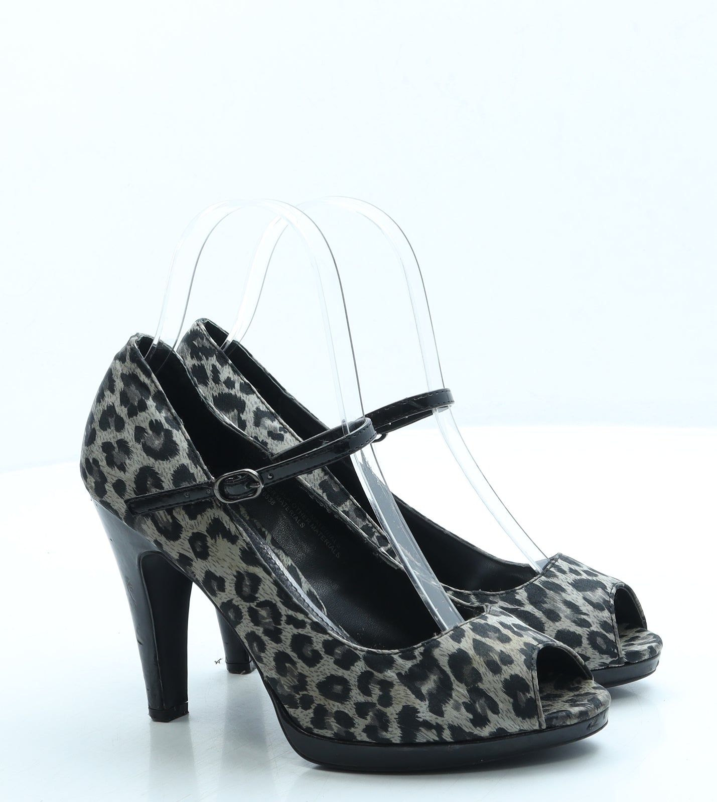 George Womens Grey Animal Print Polyester Court Heel UK 4 37