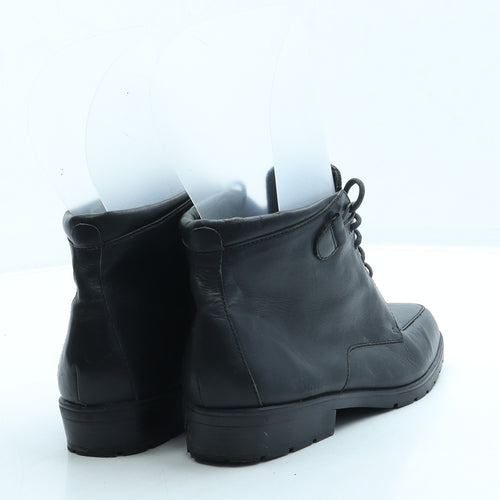 Clarks Womens Black Leather Combat Boot UK 5