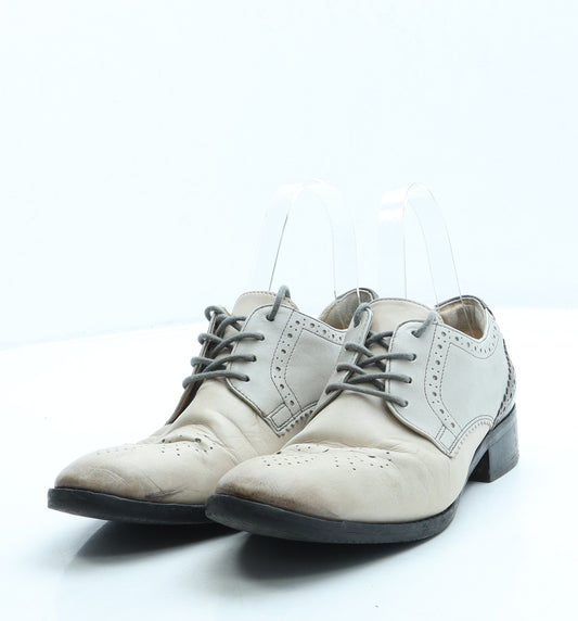 Clarks Womens Beige Leather Flat UK 4.5