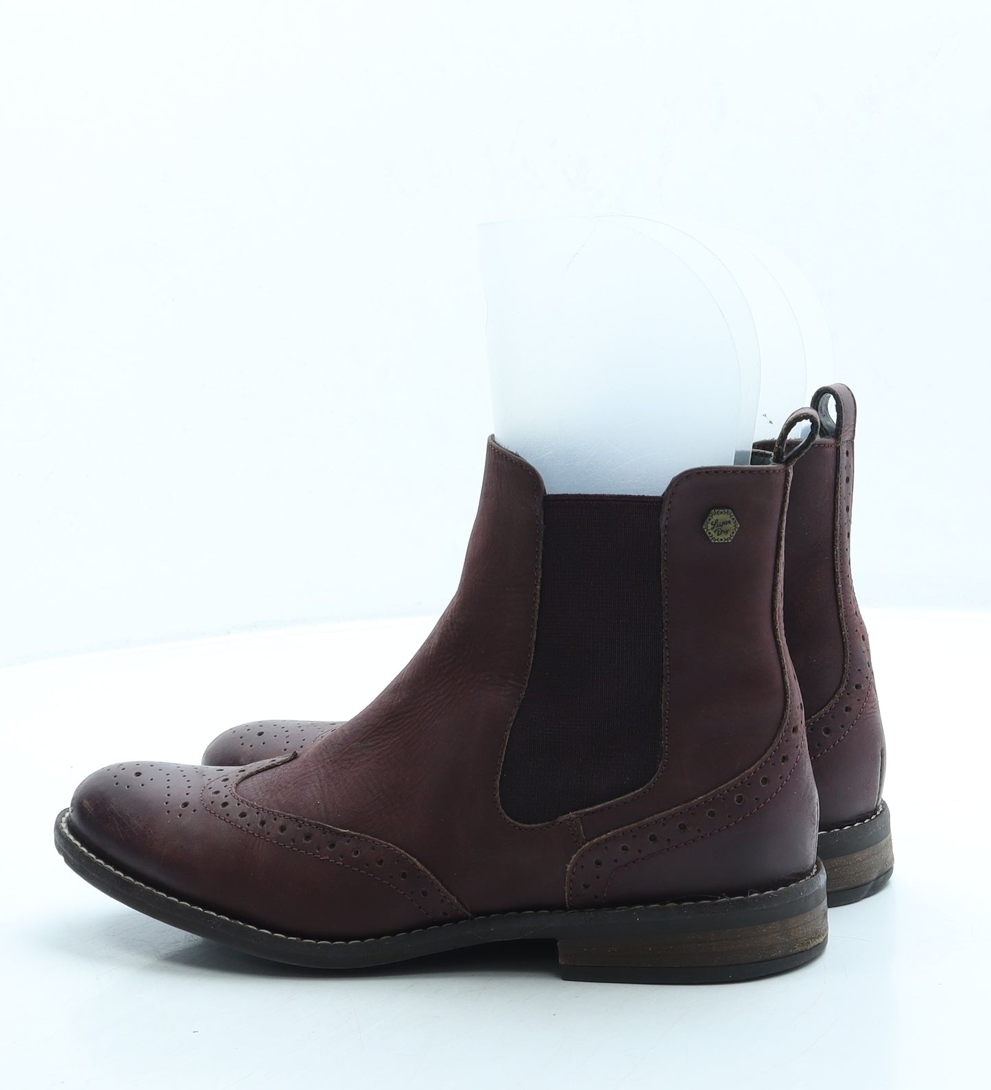 Preworn Womens Purple Leather Chelsea Boot UK 5 38 US 7 - Brogue style