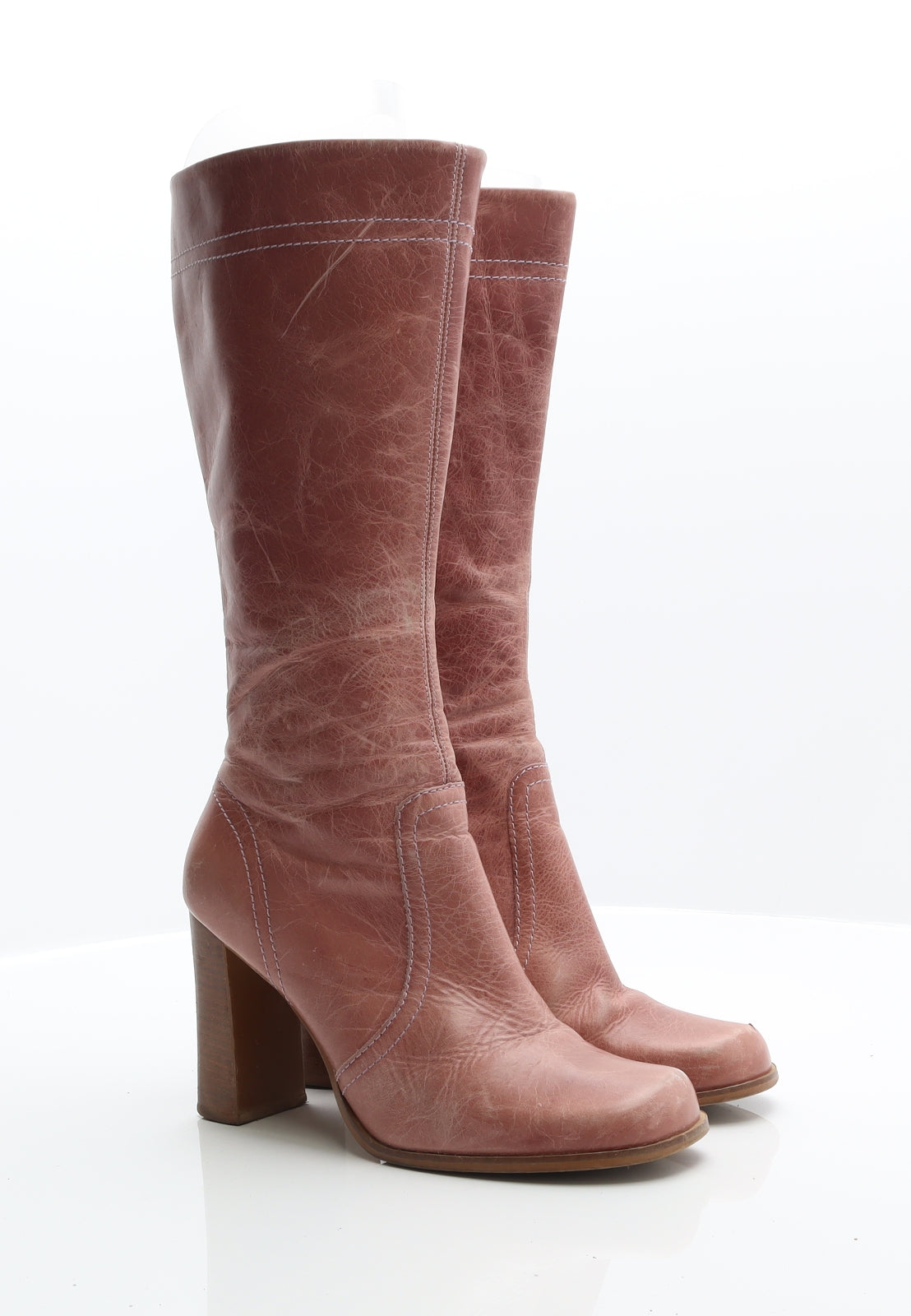 River Island Womens Pink Leather Cowboy Boot UK 7 40