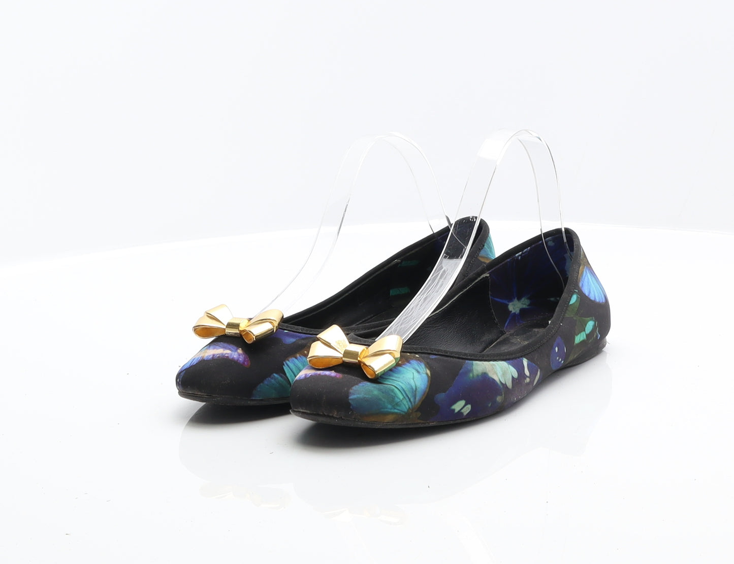Ted Baker Womens Multicoloured Geometric Viscose Ballet Flat UK 6.5 40 - Butterfly Ballet Shoes