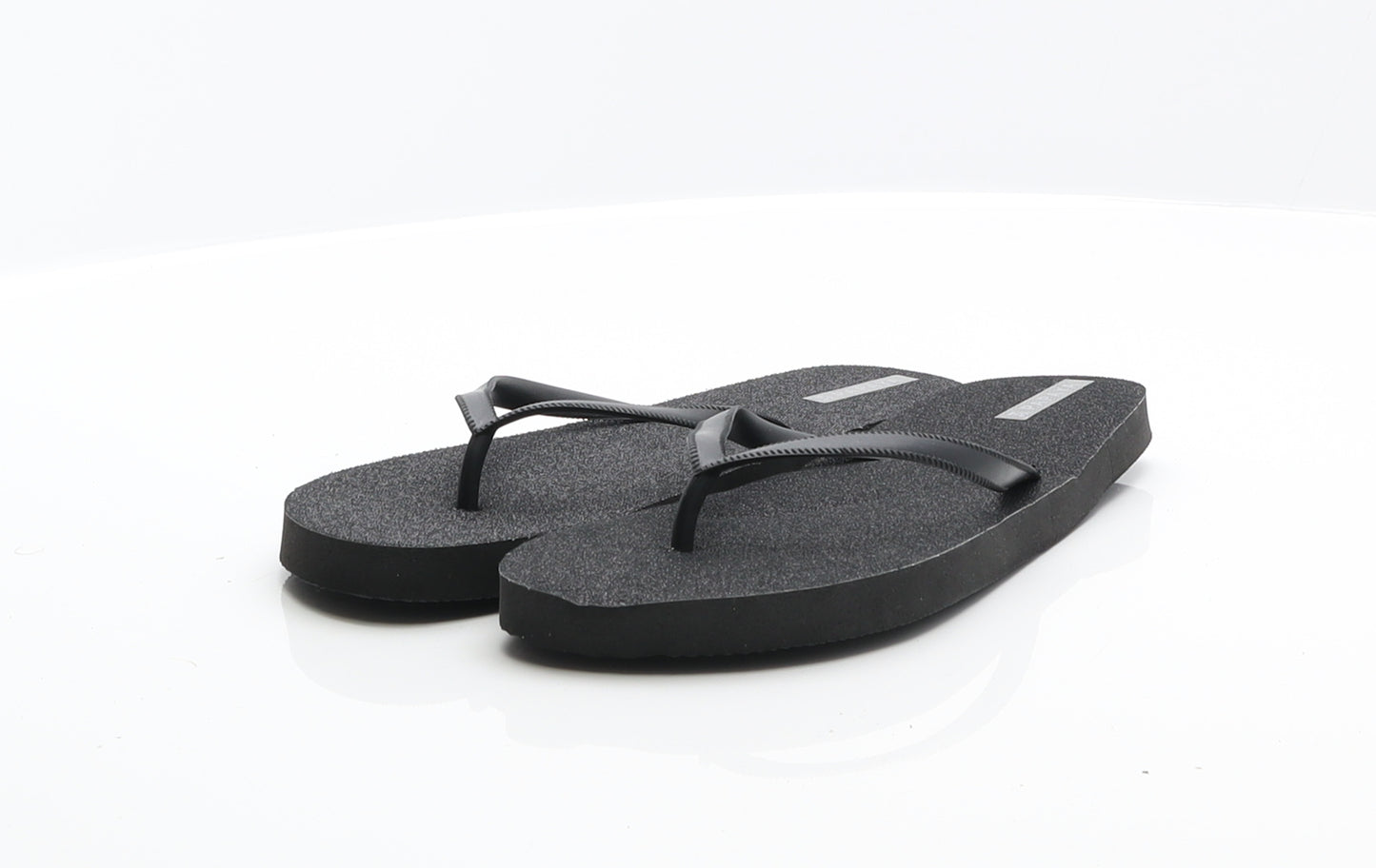 Primark Womens Black Synthetic Thong Sandal UK 3 - Glitter Flip Flops