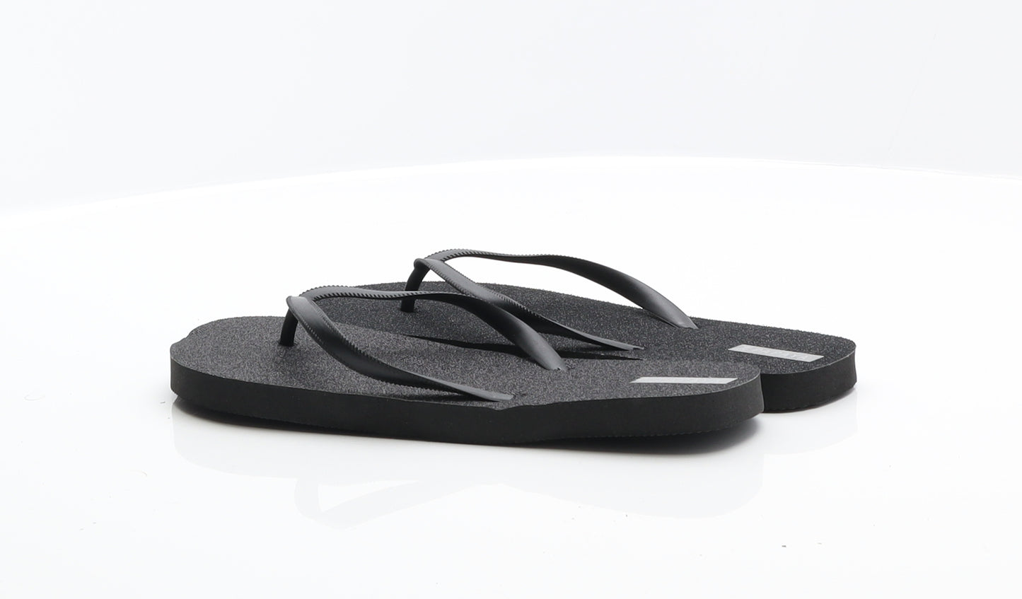 Primark Womens Black Synthetic Thong Sandal UK 3 - Glitter Flip Flops