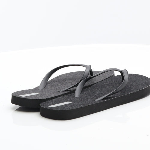 Primark Womens Black Synthetic Thong Sandal UK 3 - Glitter Flip Flops