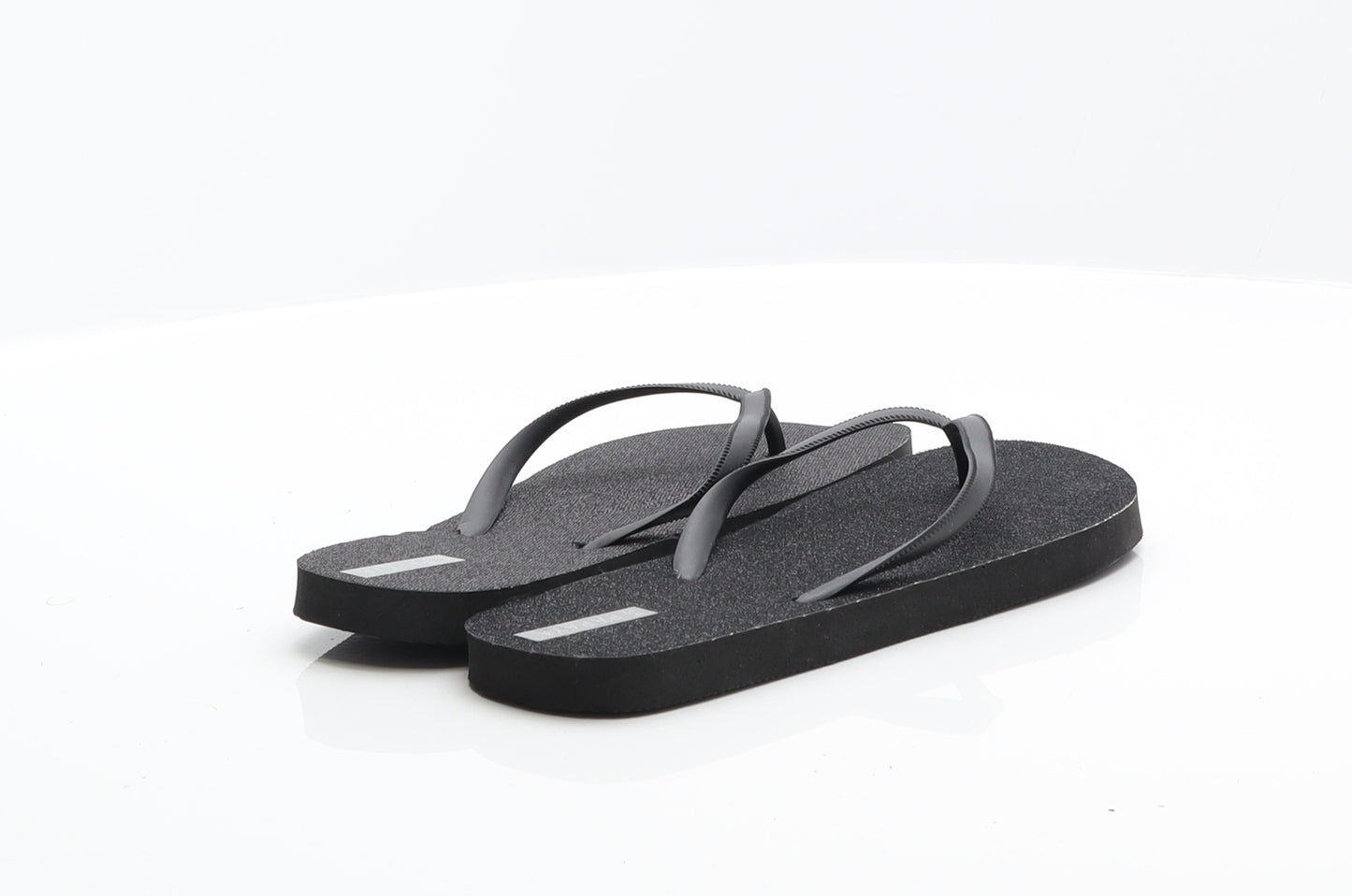 Primark Womens Black Synthetic Thong Sandal UK 3 - Glitter Flip Flops