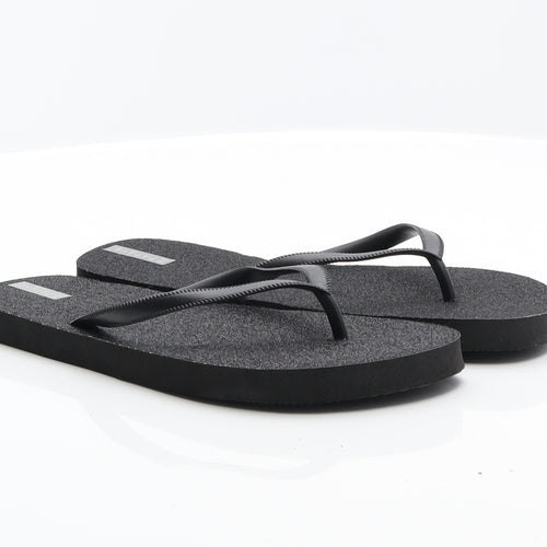 Primark Womens Black Synthetic Thong Sandal UK 3 - Glitter Flip Flops