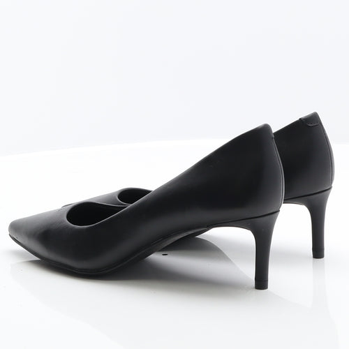 M&S Womens Black Leather Court Heel UK 4