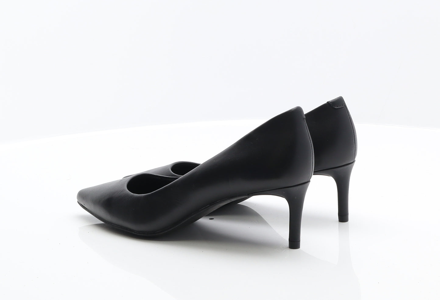M&S Womens Black Leather Court Heel UK 4