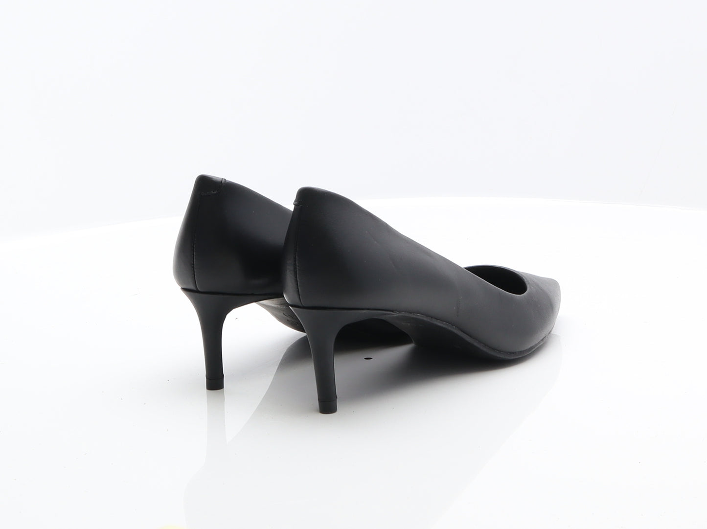 M&S Womens Black Leather Court Heel UK 4