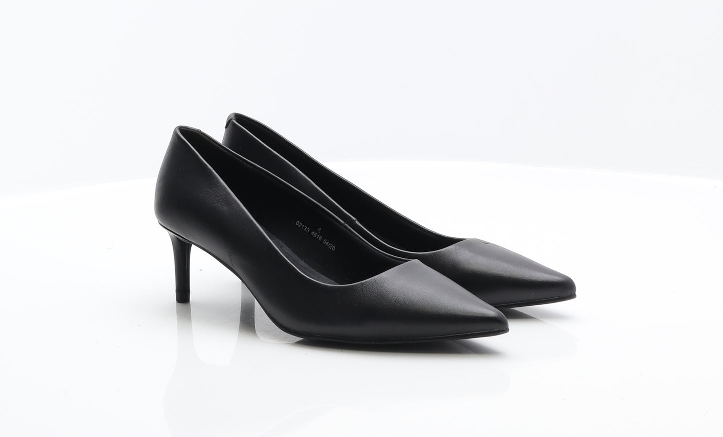 M&S Womens Black Leather Court Heel UK 4