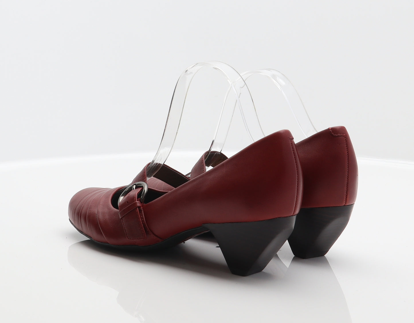 Clarks Womens Red Leather Court Heel UK 6