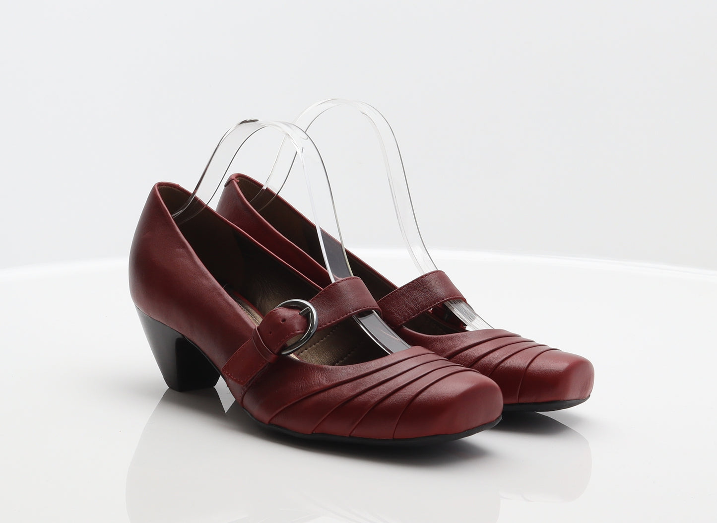 Clarks Womens Red Leather Court Heel UK 6