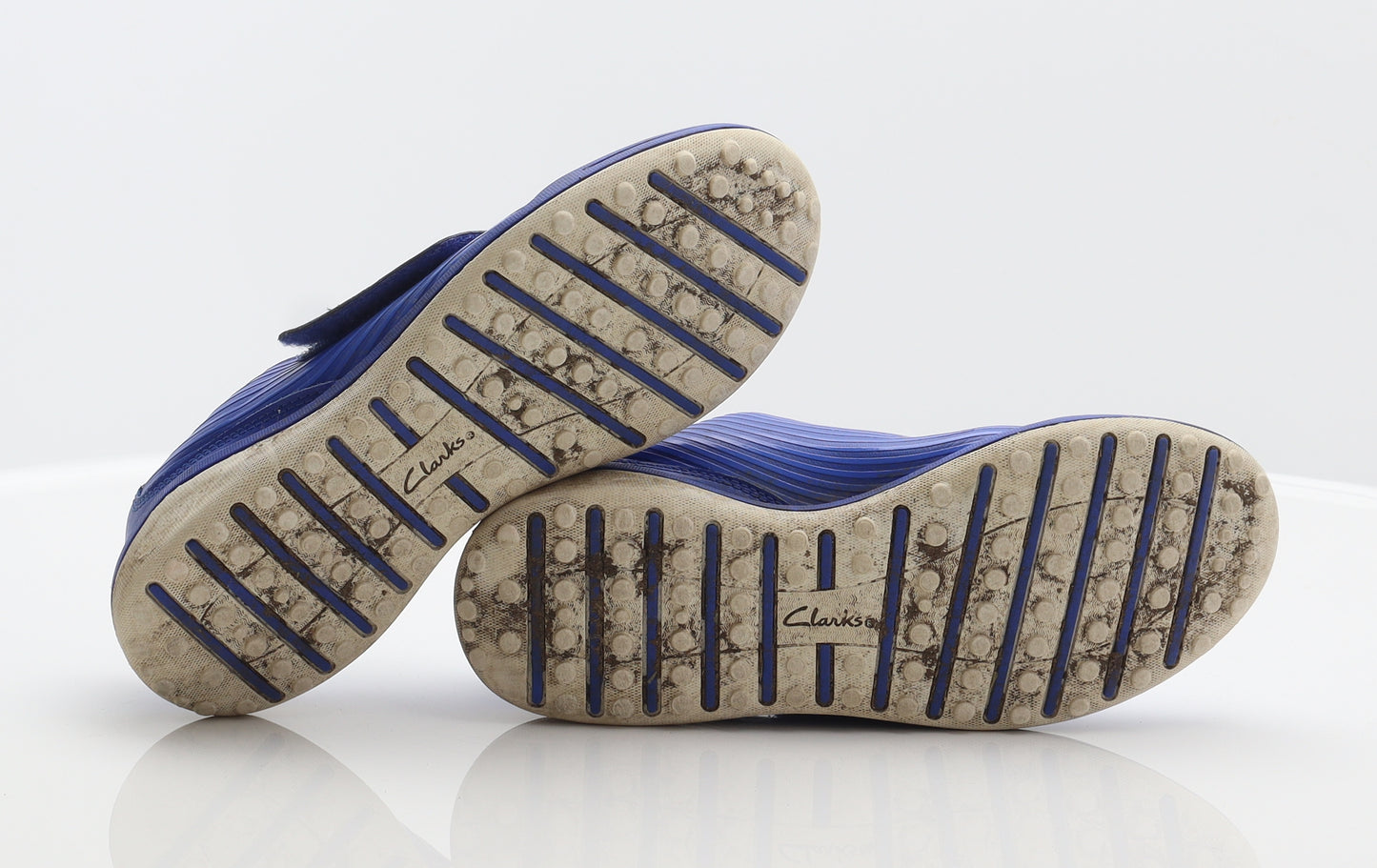 Clarks Boys Blue Striped Synthetic Trainer UK 3.5 36