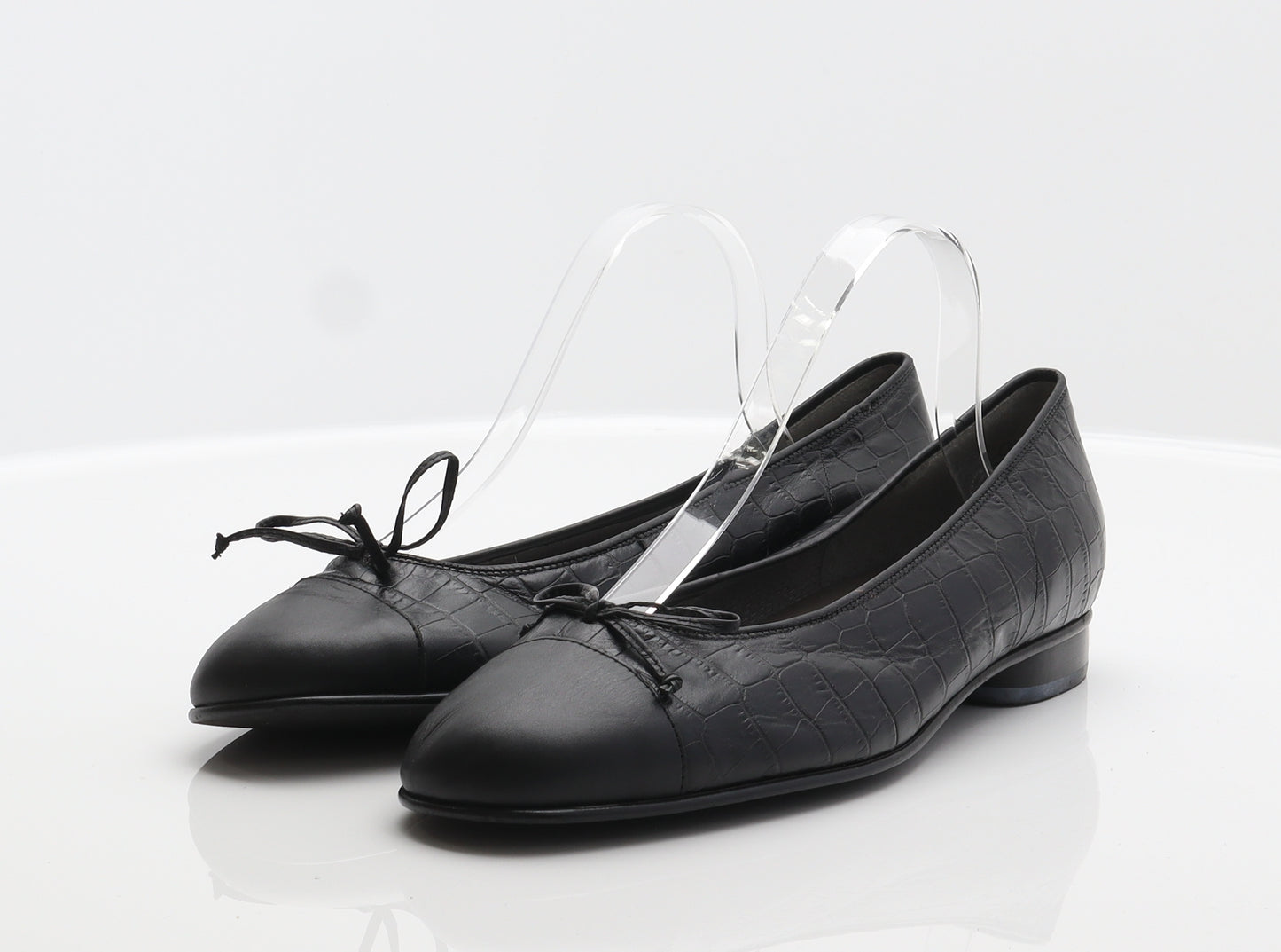 Gabor Womens Black Animal Print Leather Ballet Flat UK 9