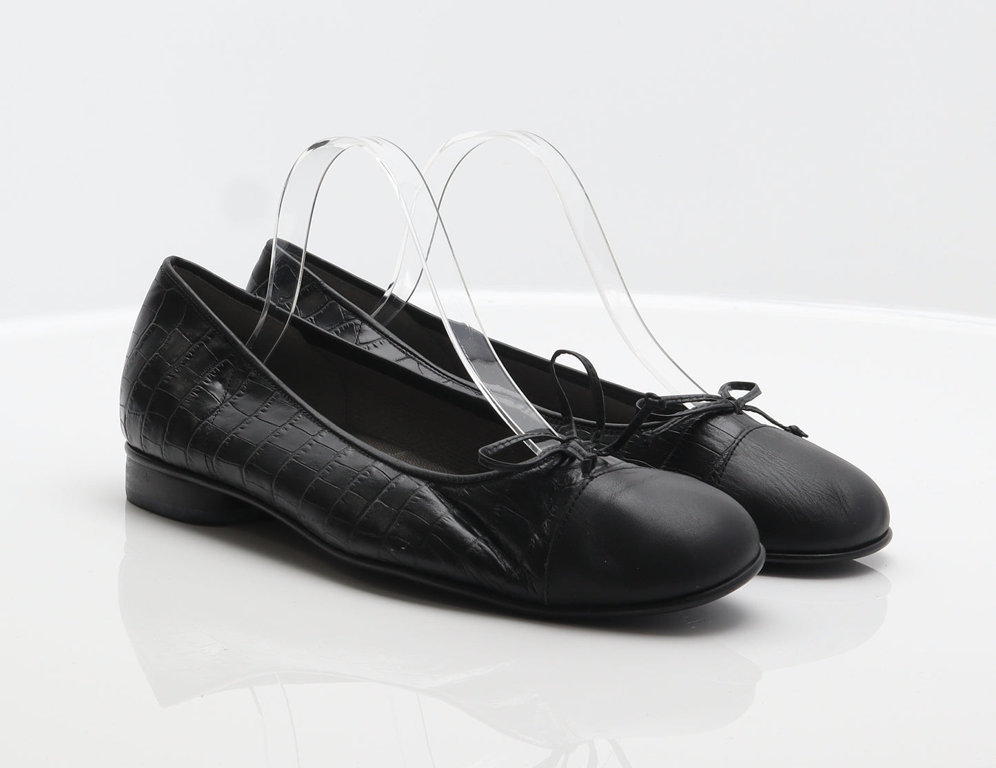 Gabor Womens Black Animal Print Leather Ballet Flat UK 9