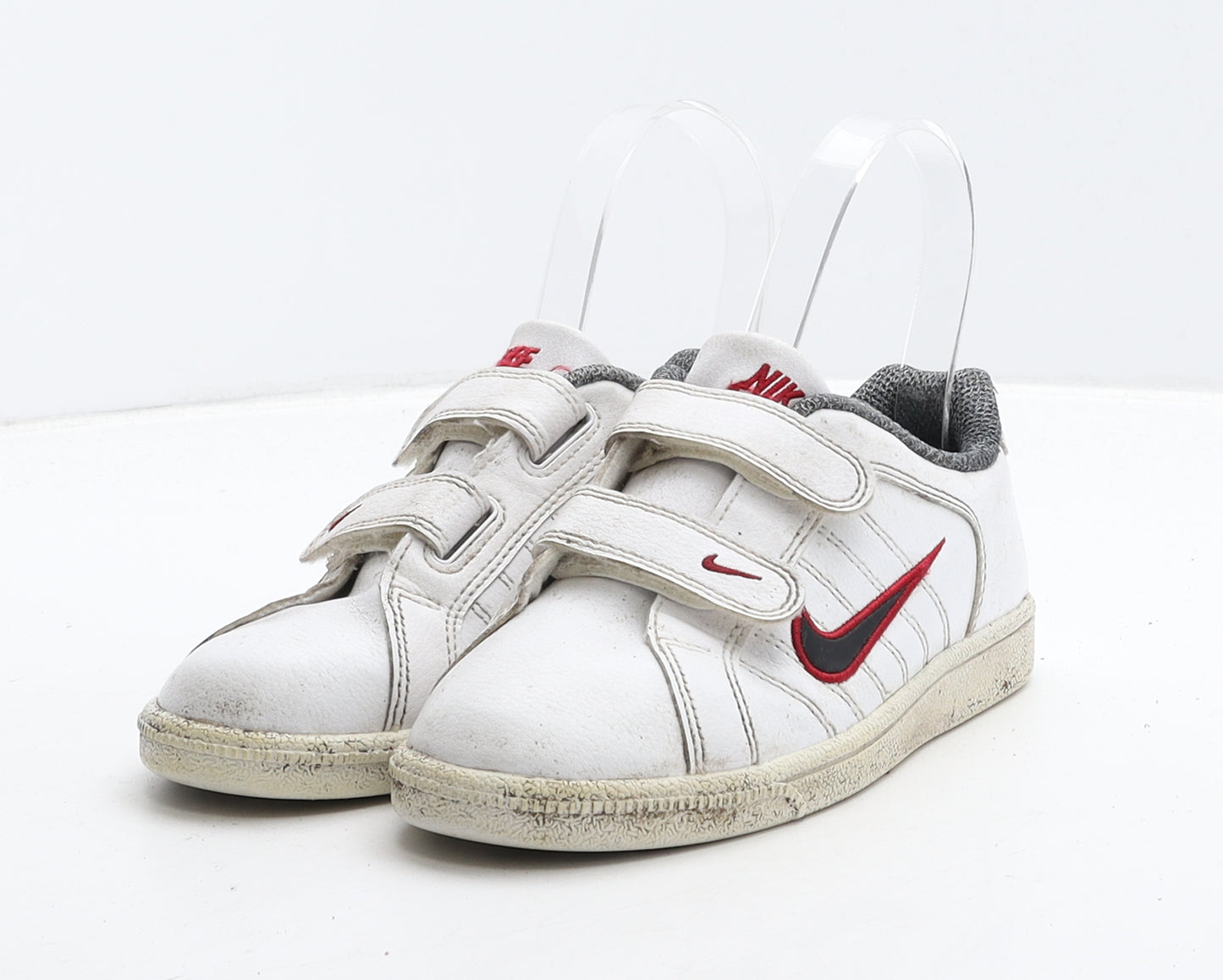 Nike Boys White Striped Leather Trainer UK 13 31.5