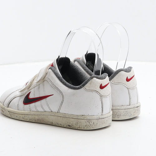 Nike Boys White Striped Leather Trainer UK 13 31.5