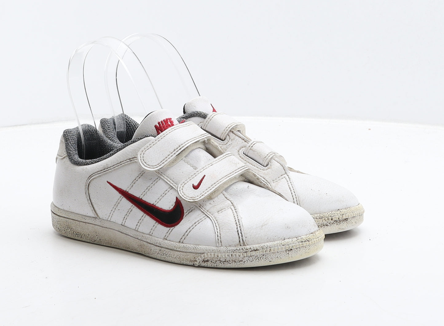 Nike Boys White Striped Leather Trainer UK 13 31.5